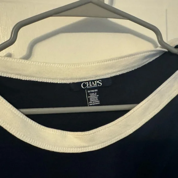 Navy White 3/4 Sleeve top with accents. So cute and perfect to dress up or down! - Picture 4 of 11